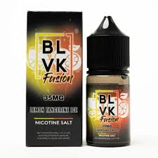 BLVK Fusion nicotine salt packaging with black bottle on a white background , BVK NIC SALT INDIA, VAPE BILLIORSONN, VAPE STORE, VAPE WEBSITE VAPE BILLIORSONN BLVK ALL NIC SALTS