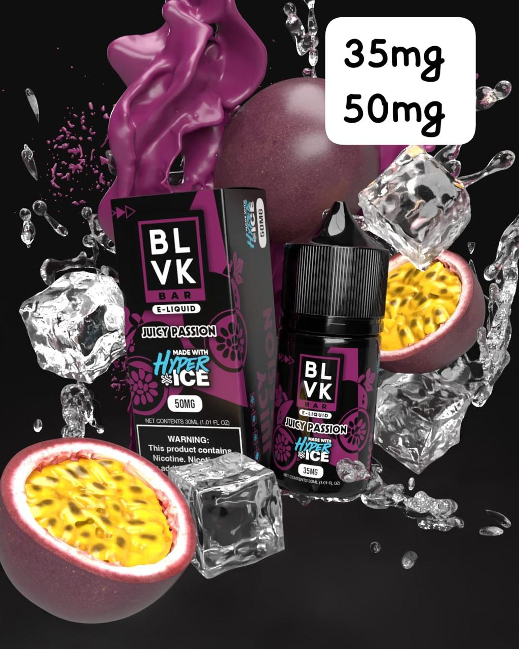 Juicy Passion Ice BLVK Tobacco 30ml Vape Juice 35MG 50MG Nicotine Salt