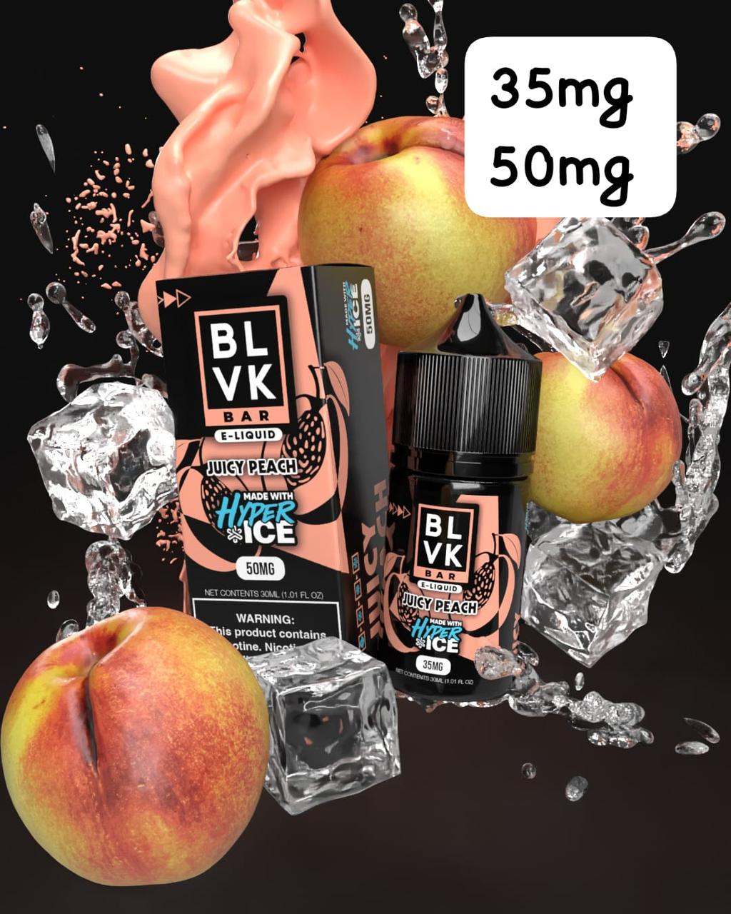 Juicy Peach Ice BLVK Tobacco 30ml Vape Juice 35MG 50MG Bottle